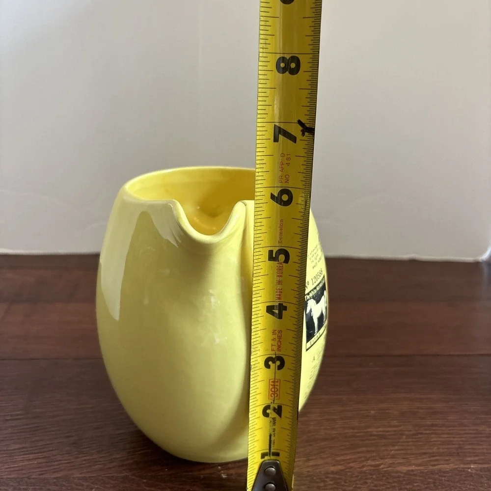 White Horse Scotch‎ Whiskey Yellow Ceramic Pitcher Made In Japan Sticker